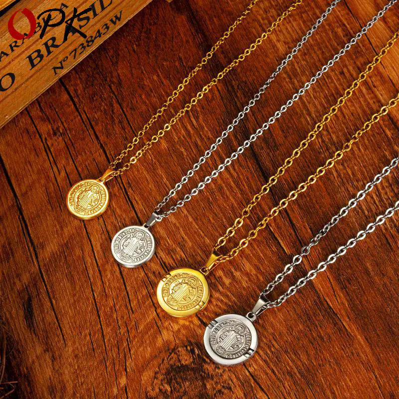 Vintage Jesus Couple Titanium Steel Necklace for All